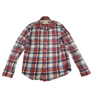 Aeropostale Shirt‎ Mens Medium Red Plaid Long Sleeve Button Up Cotton Casual